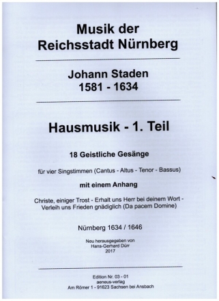 Hausmusik Band 1 f�r 4 Singstimmen (SATB) Partitur