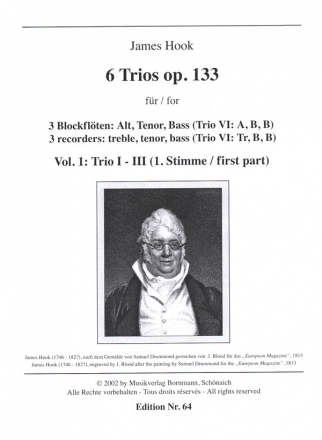 6 Trios op.133 Band 1 (Nr.1-3) fr 3 Blockflten (ATB) 1.Stimme Altblockflte