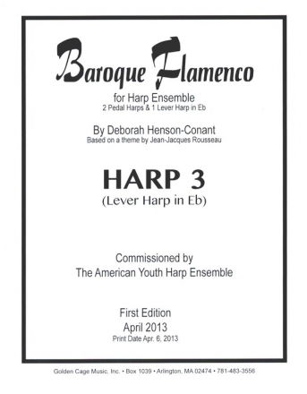 Baroque Flamenco for 2 pedal harps and one lever harp in Eb Harp 3