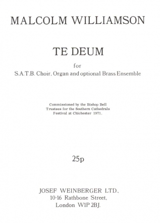 Te Deum for mixed chorus  (and opt. brass ensemble) organ score