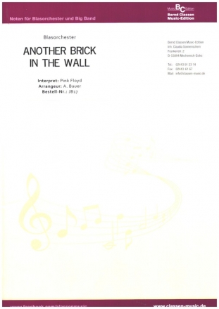 Another Brick in the Wall fr Blasorchester (Schlerorchester) Partitur und Stimmen