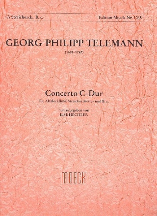 Concerto C-Dur  fr Altblockflte, Streichorchester und Cembalo Partitur und Stimmen