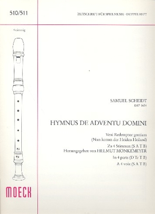 Hymnus de adventu domini fr 4 Blockflten (SATB) Spielpartitur