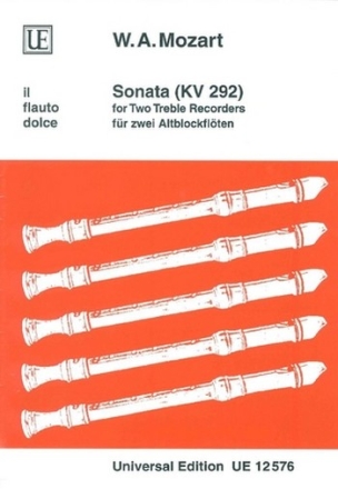 Sonate KV292 fr 2 Altblockflten Spielpartitur