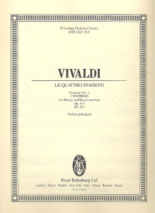 Concerto op.8,4 RV297 für Violine, Streichorchester und Bc Violine solo