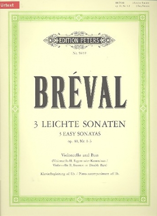3 leichte Sonaten op.40,1-3 fr Violoncello und Kontraba und Klavier ad lib