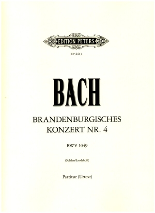 Brandenburgisches Konzert Nr.4 G-Dur BWV1049 fr 2 Blockflten, Violine, Cembalo und Streicher Partitur