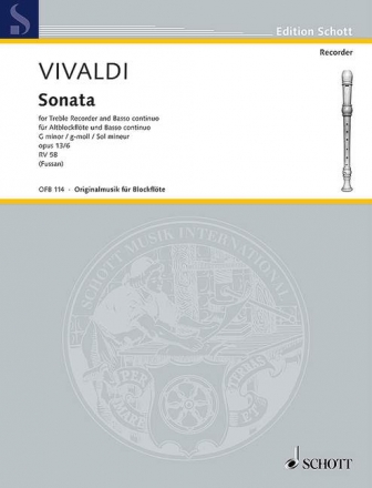 Sonate g-Moll op.13a,6 fr Altblockflte und Klavier