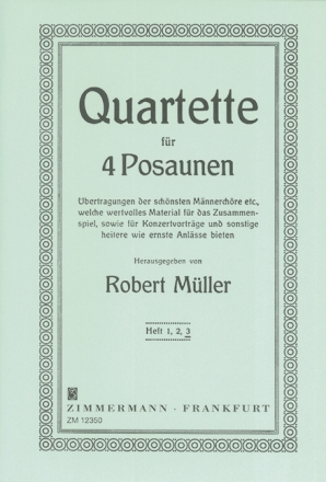 5 ausgewhlte Quartette Band 3 fr 4 Posaunen Partitur und Stimmen