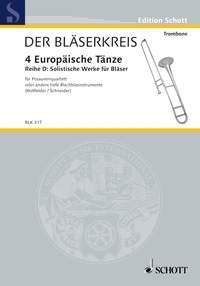 4 Europäische Tänze für 4 Posaunen oder Blechblasinstrumente Partitur - in C