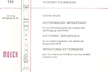 Rhythmische Miniaturen fr 2 Sopranblockflten und ostinaten Bass, Schlagwerk ad lib.