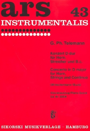 Konzert D-Dur fr Horn, Streicher und Bc Klavierauszug