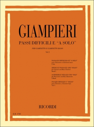 Passi difficili e a solo di opere liriche e sinfoniche vol.1 per clarinetto e clarinetto basso