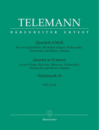 Quartett d-Moll  fr 2 Flten, Altblockflten und Bc Partitur und 5 Stimmen