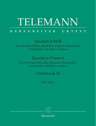 Quartett d-Moll fr 2 Flten, Altblockflten und Bc Partitur und 5 Stimmen