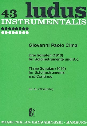 3 Sonaten fr Soloinstrumente und Bc Stimmen
