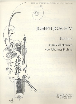 Kadenzen zum Violinkonzert D-Dur op.77 fr Violine Joachim, Joseph, bearb.