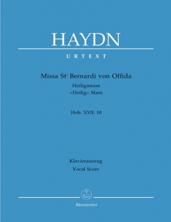 Missa St. Bernardi von Offida Heiligmesse Hob. XXII:10 fr Soli, Chor und Orchester Klavierauszug (la)