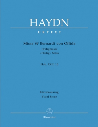 Missa St. Bernardi von Offida Heiligmesse Hob. XXII:10 fr Soli, Chor und Orchester Klavierauszug (la)