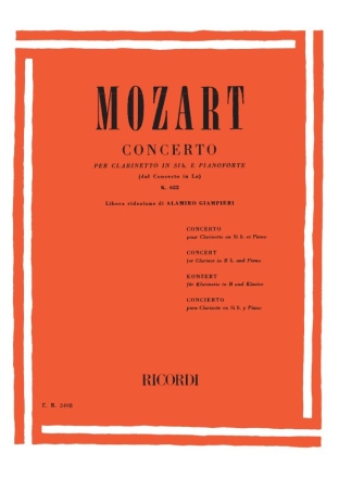 Konzert A-Dur KV622 fr Klarinette und Orchester fr Klarinette und Klavier