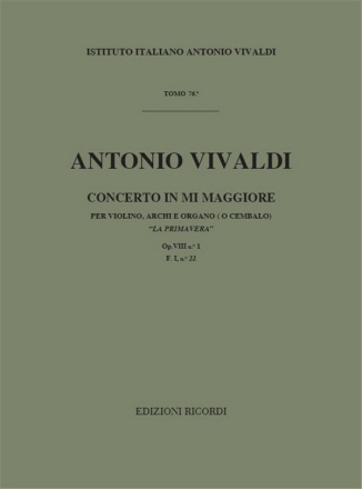 CONCERTO IN MI MAGGIORE PER VL, ARCHI E BC,  PARTITURA