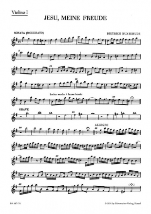Jesu meine Freude fr Soli (SSB), Chor und Instrumente Violine 1