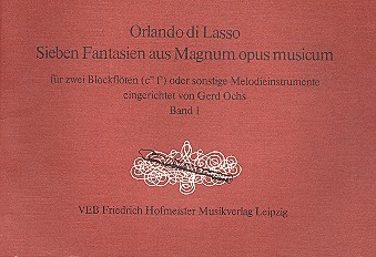 7 Fantasien aus Magnum opus Musicum Band 1 fr 2 Blockflten,  Spielpartitur