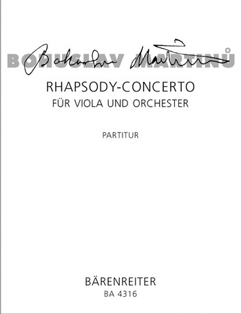 Rhapsody-Concerto fr Viola und Orchester Studienpartitur