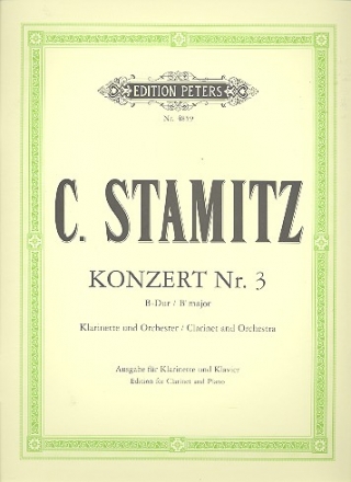 Konzert B-Dur Nr.3 für Klarinette und Orchester für Klarinette und Klavier