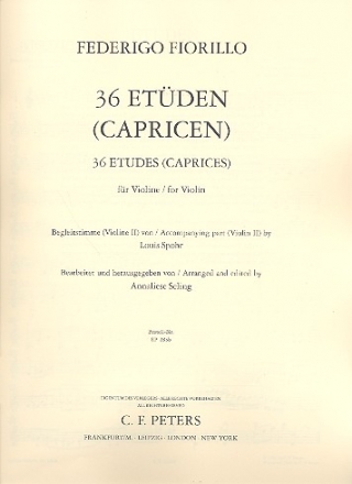 36 Etden oder Capricen fr 2 Violinen Begleitstimme fr zweite Violine