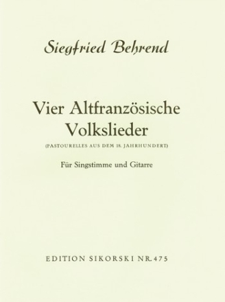 4 altfranzsische Volkslieder aus dem 18. Jahrhundert fr Singstimme und Gitarre (fr)