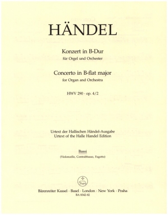 Konzert B-Dur HWV290 op.4,2 fr Orgel und Orchester Cello/Ba/Fagott