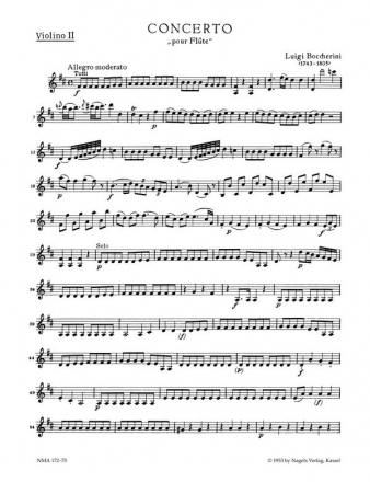 Konzert D-Dur fr Flte und Streicher Violine 2