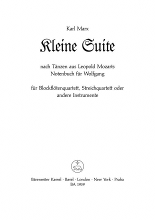Kleine Suite nach Tnzen aus dem Notenbuch fr Wolfgang fr 4 Blockflten (SATB) Partitur