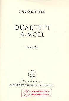 Streichquartett a-Moll op.20,2 Studienpartitur Verlagskopie