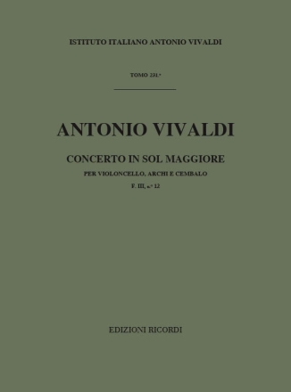 Konzert G-Dur F.3,12 fr Violoncello, Streicher und Bc Partitur