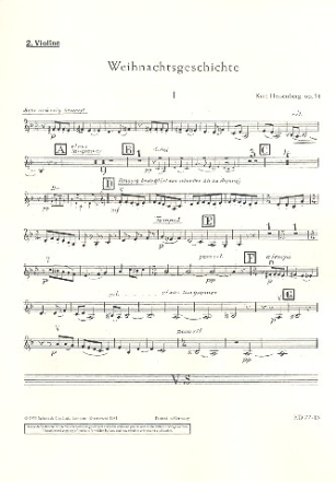 Weihnachtsgeschichte op. 54 fr gemischten Chor (SATB) mit Soli (STB) und Streichorchester, Flte  Einzelstimme - Violine II