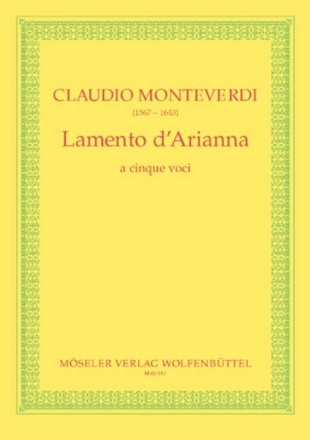 Lamento d'Arianna Madrigalzyklus fr gem Chor (SSATB) Partitur
