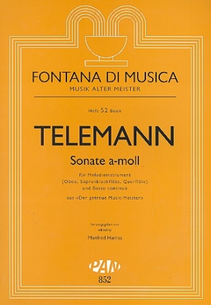 Sonate a-Moll fr Melodieinstrument (Oboe, Blockflte, Violine, Flte) und Bc Partitur und Stimme