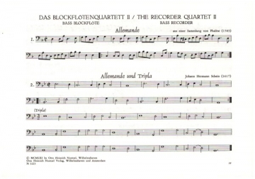 Das Blockfltenquartett Heft 2 Leichte Stze aus dem 16., 17. und 18. Jahrhundert Bassblockflte