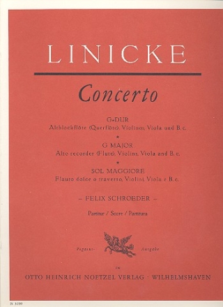Concerto G-Dur fr Altblockflte (Flte), Violinen, Viola und Bc Partitur