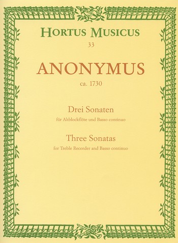 3 Sonaten F-Dur, f-Moll und C-Dur fr Altblockflte und bc