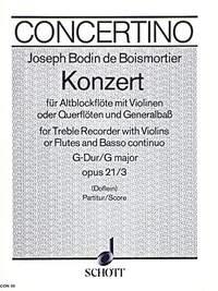 Konzert G-Dur op. 21/3 fr Alt-Blockflte, Violine (Flte) und Basso continuo Partitur