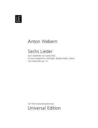 6 Lieder op.14 fr hohe Singstimme, 2 Klarinetten, Violine und Violoncello Stimmen