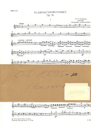 Konzert Es-Dur op.36 fr Klarinette und Orchester Harmoniestimmen