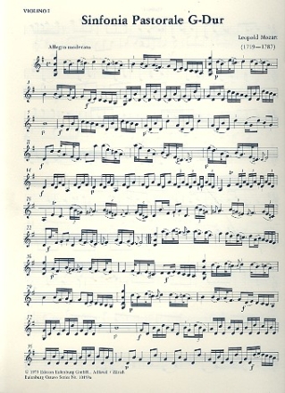 Sinfonia pastorale G-Dur fr corno pastoriccio und Streicher Violine 1