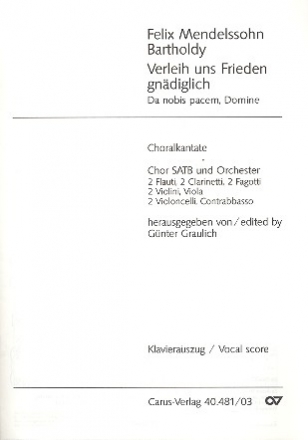 Verleih uns Frieden gndiglich fr Chor und Orchester Klavierauszug