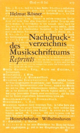 Nachdruckverzeichnis des Musikschrifttums (Reprints) Band 5