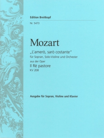 L'amer, sar costante KV208 fr Sopran, Violine und Orchester Klavierauszug