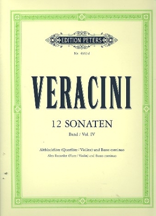 12 Sonaten Band 4 (Nr.10-12) für Blockflöte (Flöte, Violine) und Bc Kolneder, WAlter, Ed und Aussetzung